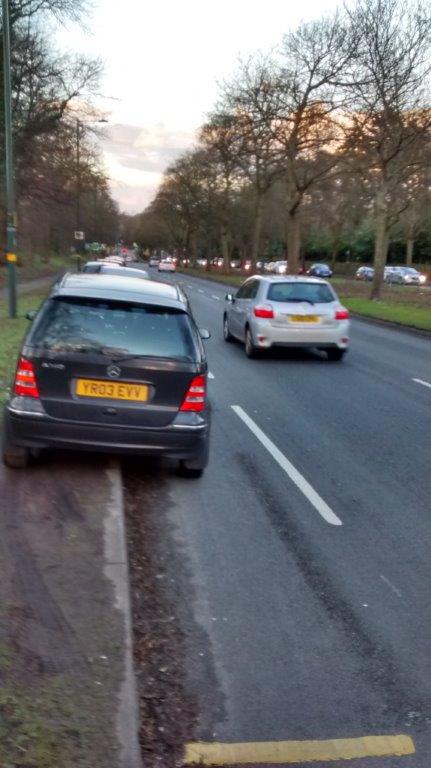 Car parked in cycle lane on Bristol Road