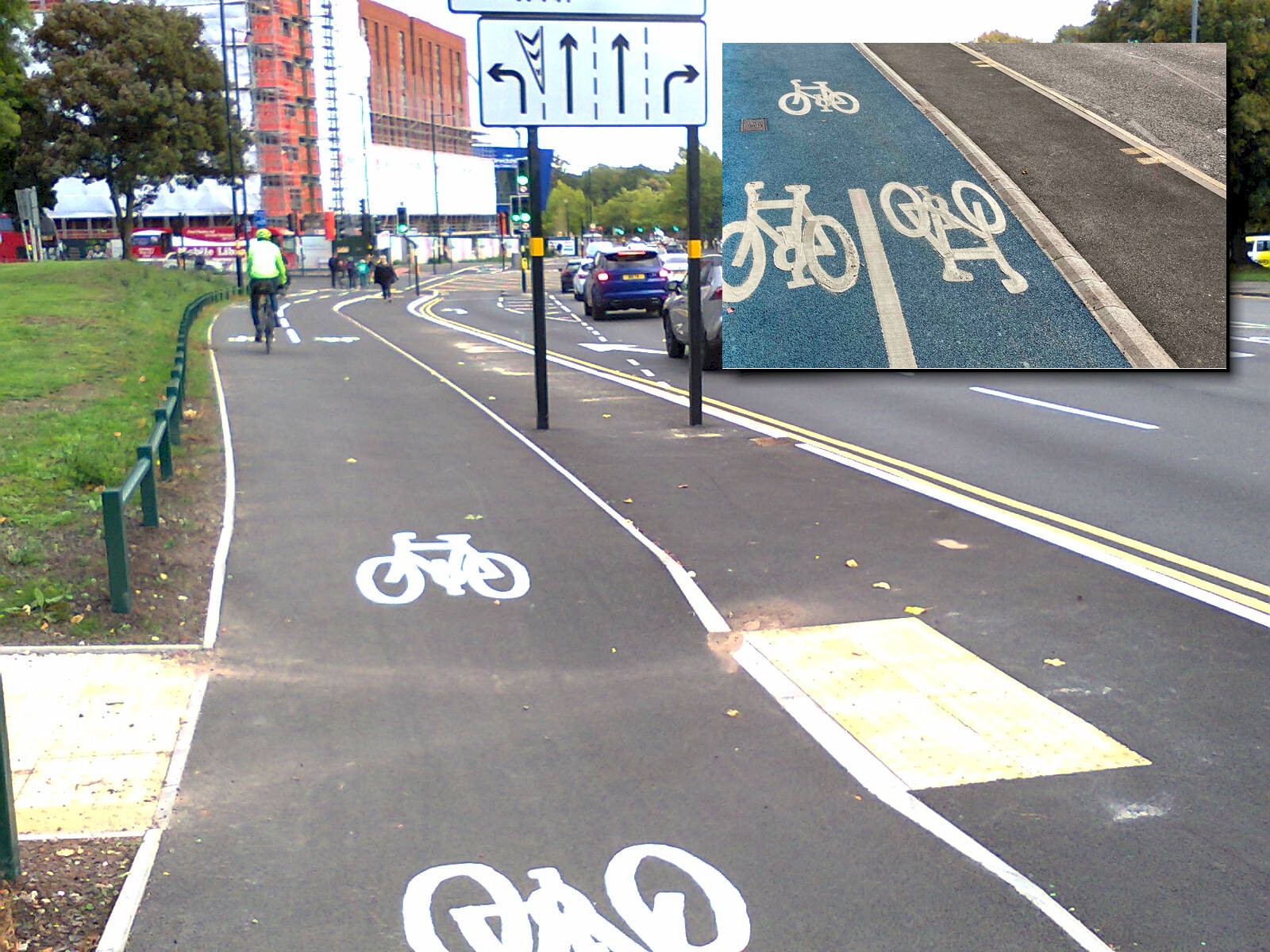 Cycle track on Priory Road approaching Pershore Road