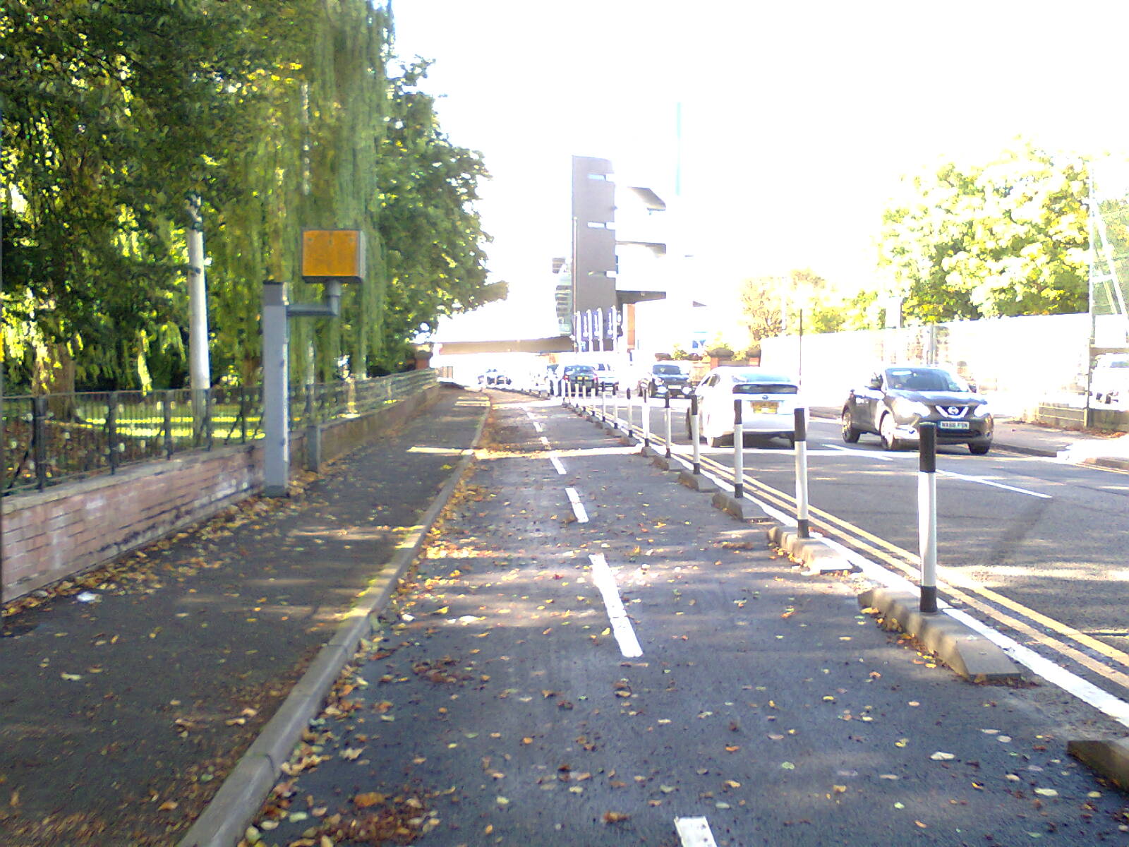 Cycle track on Edgbaston Road facing the cricket ground.