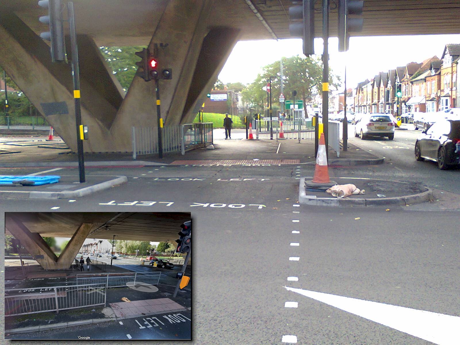 The new toucan crossings under the flyover at the Heathfield Road junction
