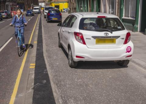 Parking on cycle path in Edinburgh