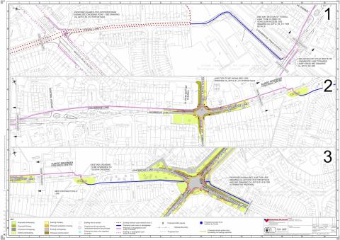This plan shows the new cycle route alongside Longbridge Lane.