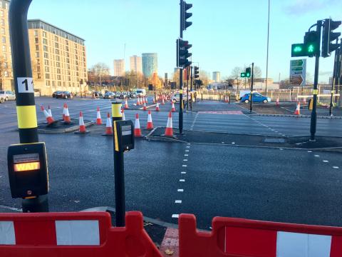 New crossings at Middleway junction with Bristol Road