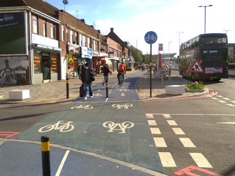 Cycle track crossing Bragg Road in Perry Barr local centre