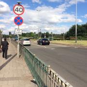 Narrow section of pavement next to A47.