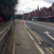 An old hybrid cycle-track on Wilmslow Road