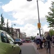 Photo of a near miss in Haren shared space