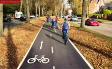 Artists impression of the cycle track along the central reservation.
