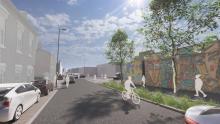 From the consultation documents, a proposed illustrative view of Fazeley Street looking south-east t